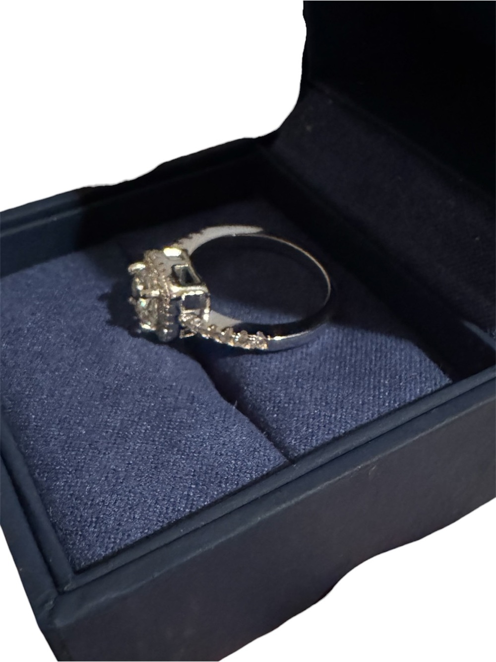 Sparkling Halo Moissanite Solitaire Ring in Silver - Women Jewelry - Picture 3 of 6